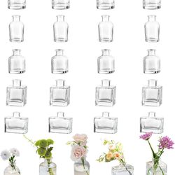 Glasseam Mini Bud Vases for Centerpieces: Clear Small Flower Vase Set of 20 Cute Tiny Glass Vases for Flowers Modern Decorative Wedding Table Centerpi