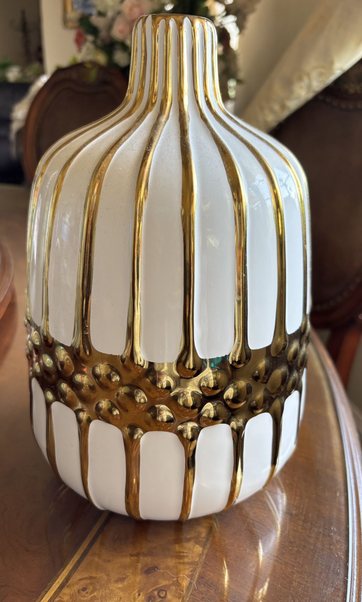 White Gold Jug Jar Home Decor New