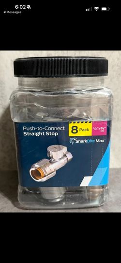 SharkBite Max 1/2" PTC x 3/8" OD Compression Brass 1/4-Turn Stop Valve (8-Pack)