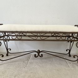 French Country wrought iron bench,