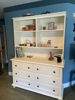 White dresser with top.