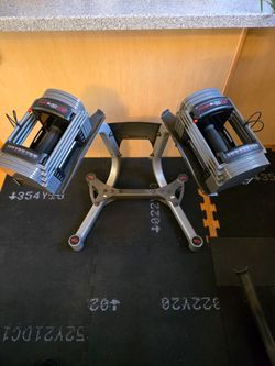 50lb Each Powerblocks Sport Exp with Stand