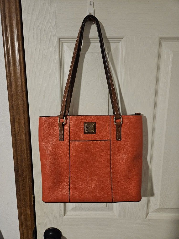 Dooney And Bourke Orange Pebbled Leather Lextington Tote With COA