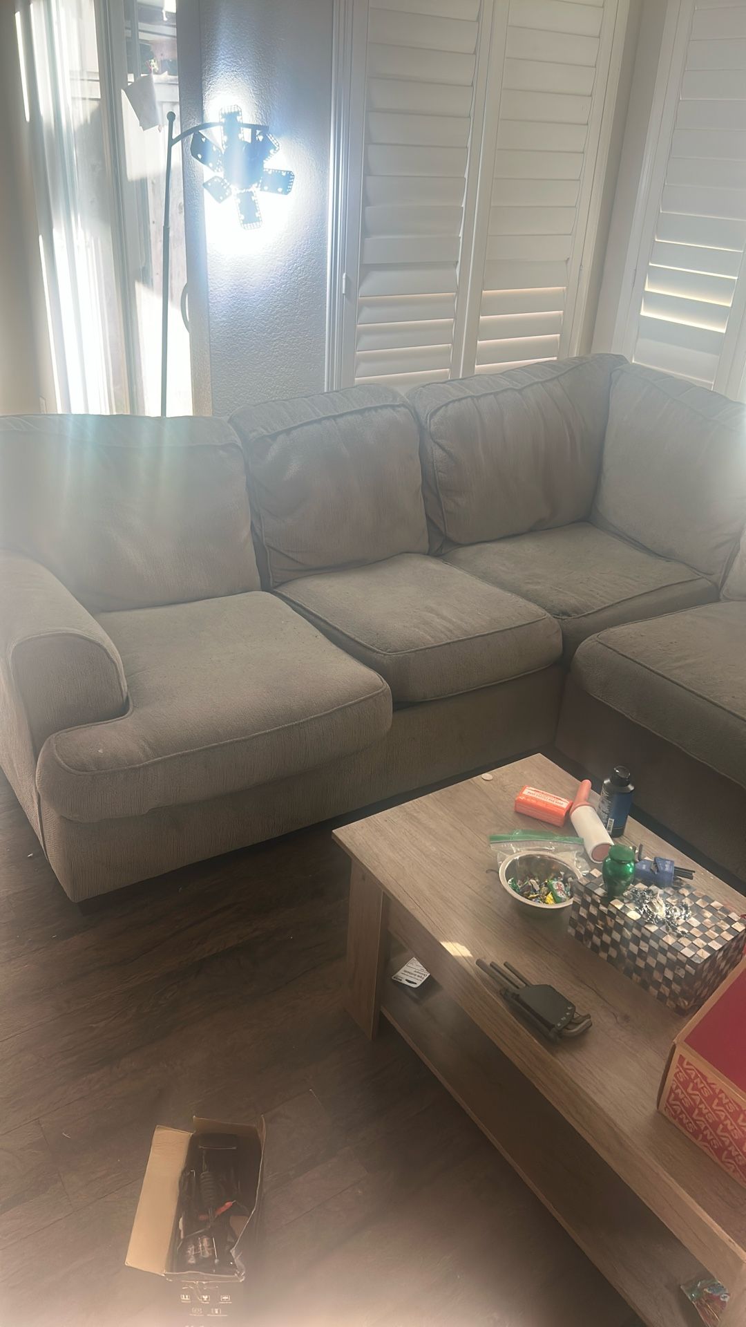L-Shaped Grey Couch 