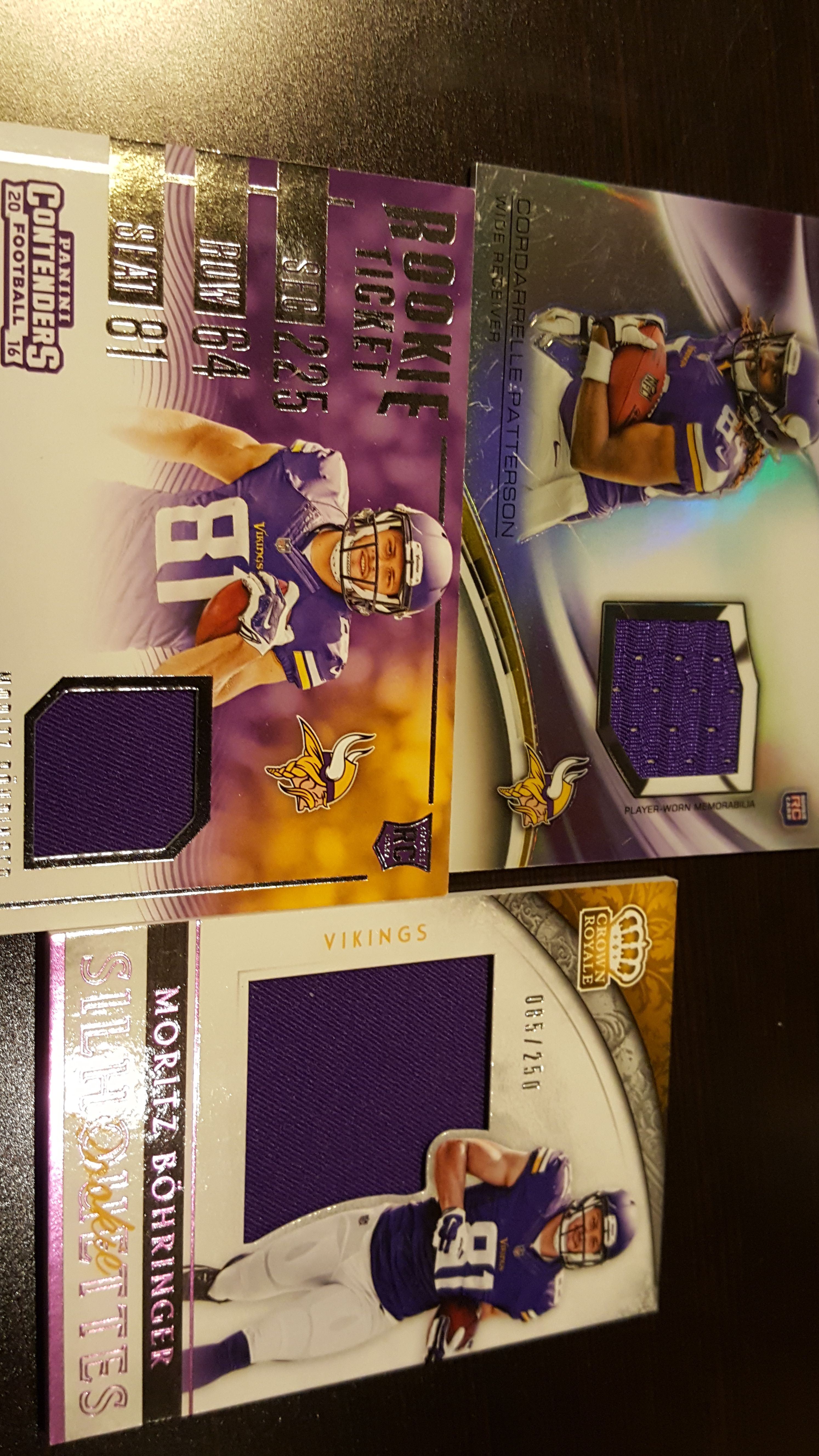 Vikings game used jersey football cards