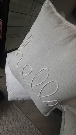 Decorative pillow- Hello Embroidered Decorative Throw Pillow