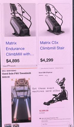 Matrix endurance climbMill, Sole F80 tread mill, Sole E98 Eliptical
