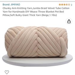 Chunky Arm Knitting Yarn, Jumbo Braid Velvet Tube Cotton