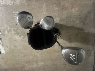 Ladies Cleveland driver and 2 Callaway woods & ladies bag