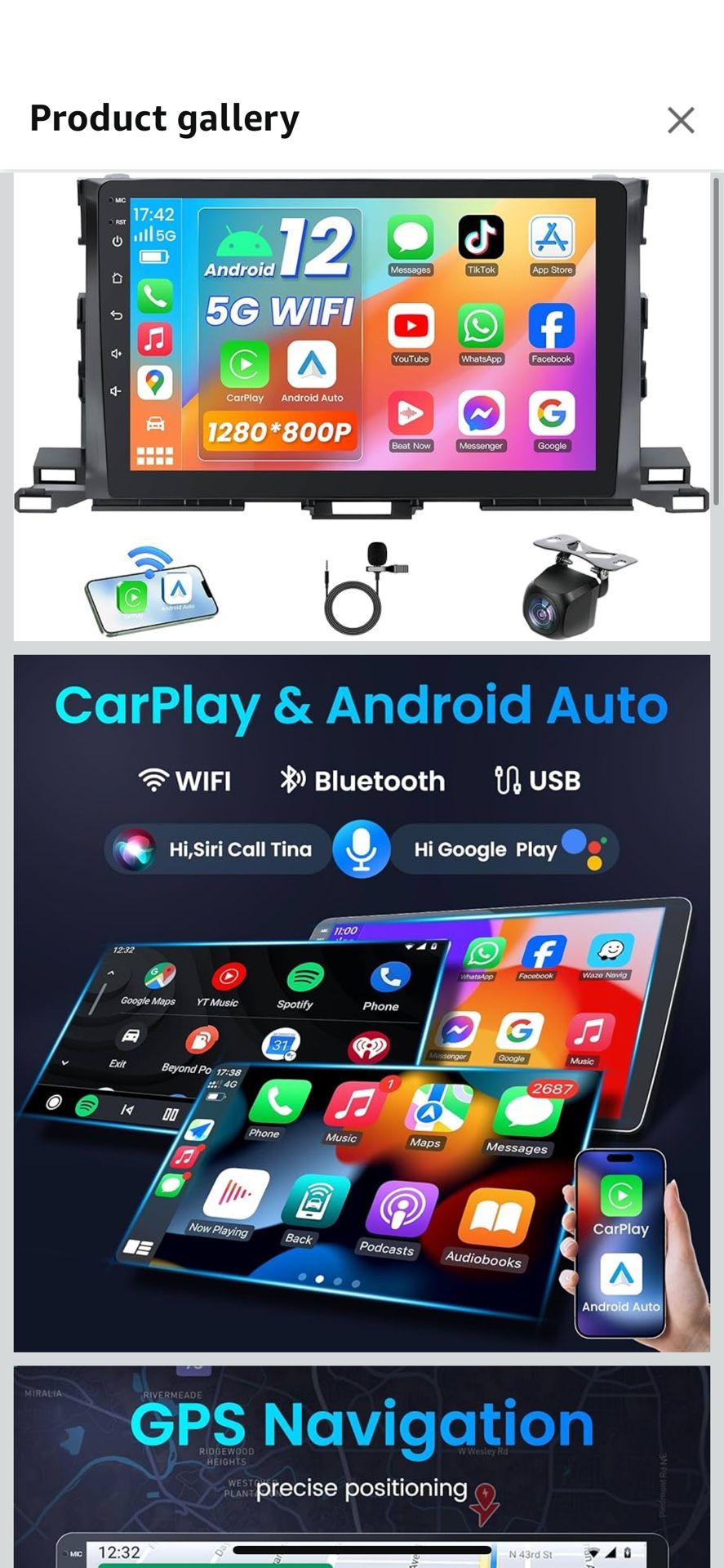 4 Core 64G Car Radio for Toyota Highlander 2014-2019: Upgrade 10.2 IPS Touchscreen Stereo with GPS Navigation Bluetooth 5G WiFi Wireless CarPlay Andro