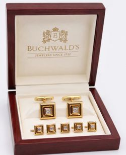 CHAUMET Paris Vintage 18k Gold Diamond Cufflinks & Studs Dress Set 23.9g  Studs