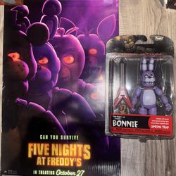 Five Night At Freddy's FNAF Bonnie Figure And Movie Poster