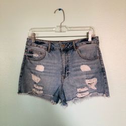 forever 21 high waisted distressed denim shorts size 26