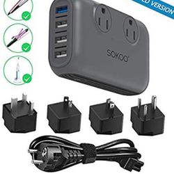 Power Converter 220V to 110V, International Voltage Converter for Hair Straightener/Curling Iron, Step Down Universal Travel Adapter Europe UK/AU/US