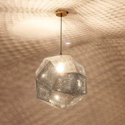 Modern Industry Creative Chandelier Led Hollow Chrome Finish Lighting Metal Shade Chandelier Restaurant Ceiling Hanging Light Fixture for Living Room