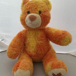 Build-A-Bear RARE Autumn Fall Plush Teddy Bear 16" Orange Maple Leaf Embroidery