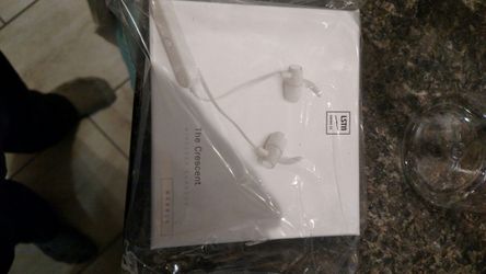 Bluetooth wireless headphones. LSTN "the crescent" white marble and chrome colored