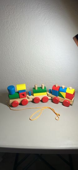 Melissa & Doug Wooden Stacking Block Pull Train Toy
