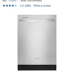 Whirlpool Top Control 55 dBA Fingerprint Resistant Quiet Dishwasher with Boost Cycle