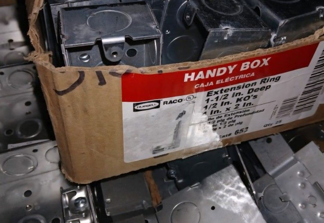 Boxes Of Metal Electrical Outlets, Switches, Plates All New