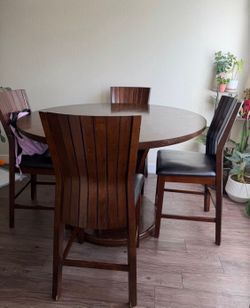 54in Solid Wood Round Dining Table Set – 4 Chairs – Heavy Duty – $300OBO