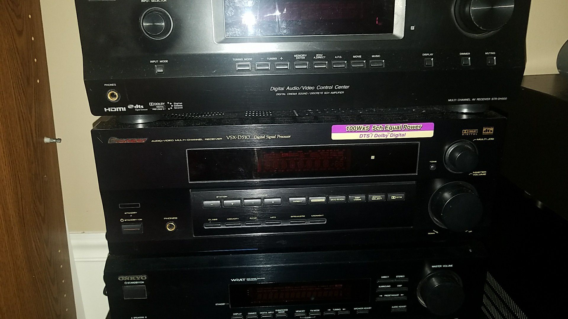 RECEIVERS ONKYO,SONY,AND PIONEER