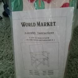 2 World Market Director Chair Replacement  Fabric Seat And Back $12 Each 