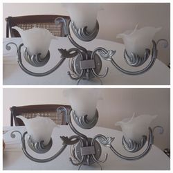 Kichler Lighting Iron Lillies, Vanity Light, 3 ligth each one, White Swirl Glass