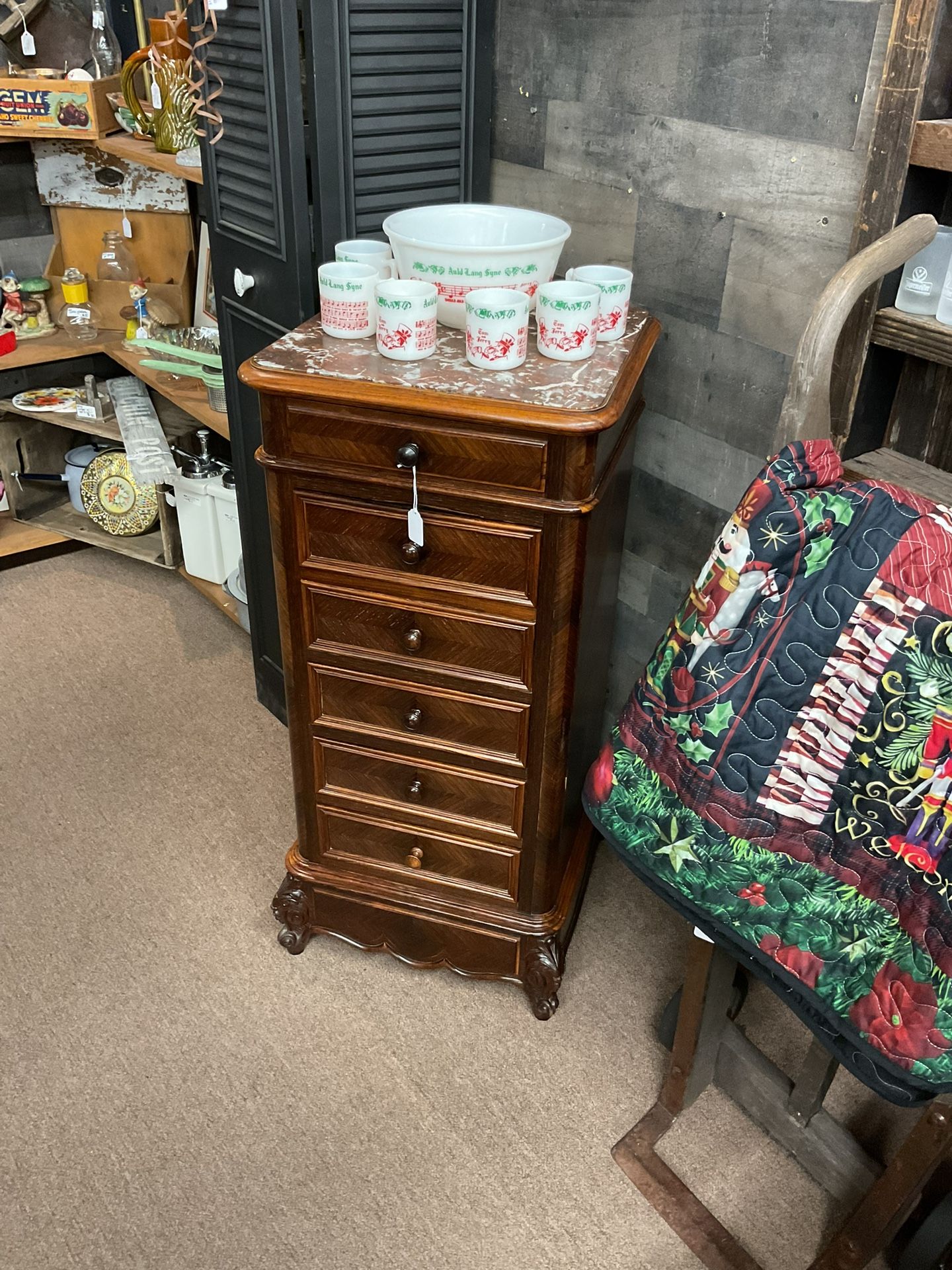 Antique Single Chamber Pot Nightstand w/ Drawers