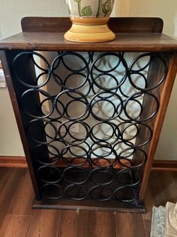 Wood and metal wine rack