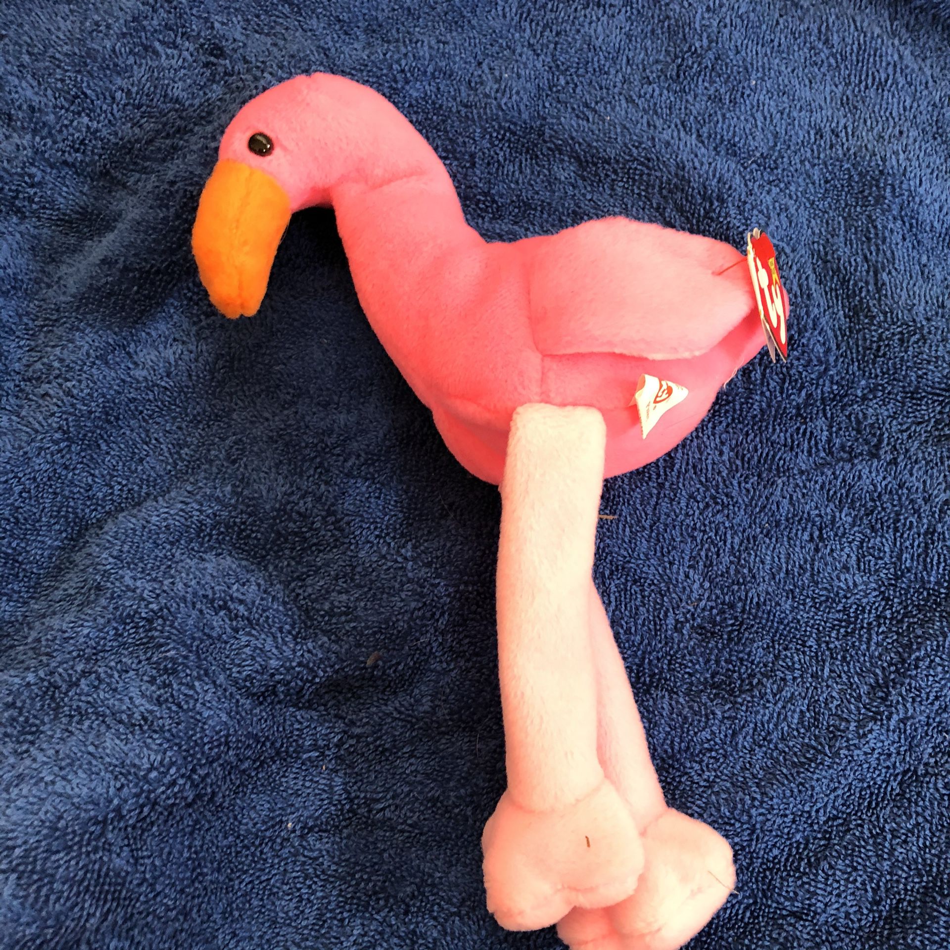 Flamingo beanie baby with tag