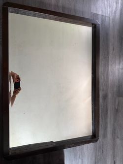 Large Wall Mirror with Dark Wood Frame