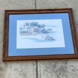 George Allan Hulihee Palace Kaihia Watercolor Framed Signed 65/350 22.5x18.5in 