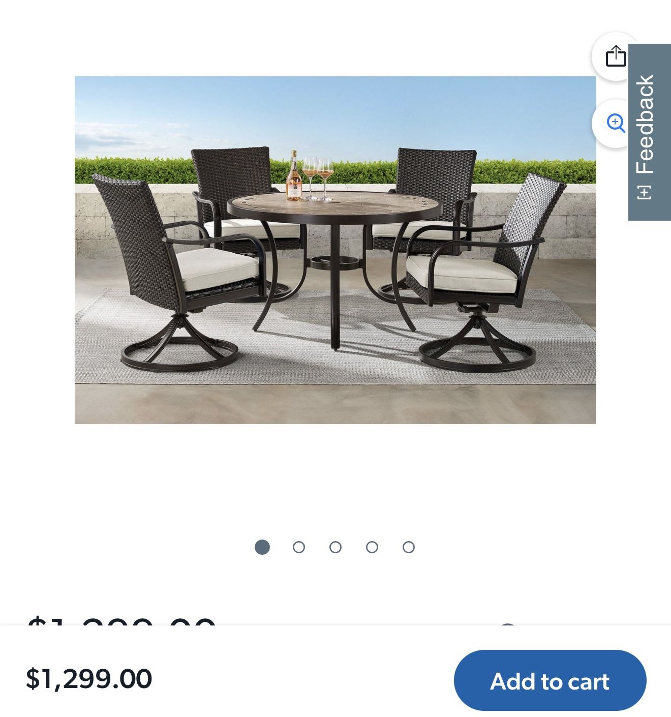 HERITAGE COLLECTION 5PC ROUND PATIO DINING SET IN BOX