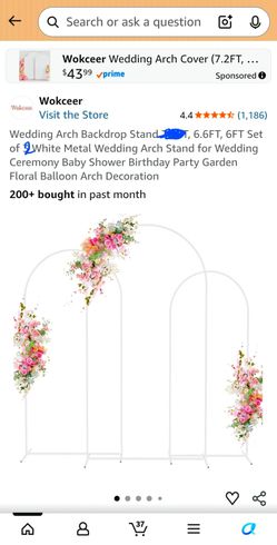Set of 2 White Wedding Arch Backdrop Stand 6.6ft and 6ft