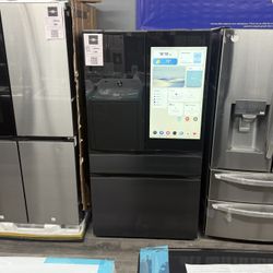 Samsung - Bespoke 29 cu. ft. 4-Door French Door Refrigerator with AI Family Hub+ - Charcoal Glass & Black/Charcoal 