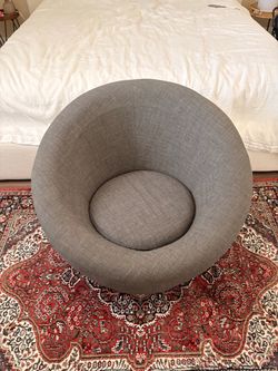 Grey Fabric Swivel Accent Chair