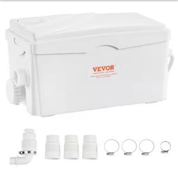 VEVOR Macerator Pump, 350W, 6000 L/h Flow, 23 ft. 7 m Head, Macerator Sewerage Sump Pump with 3 Water Inlets for Basement