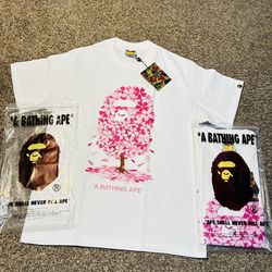 White and pink Bape shirt