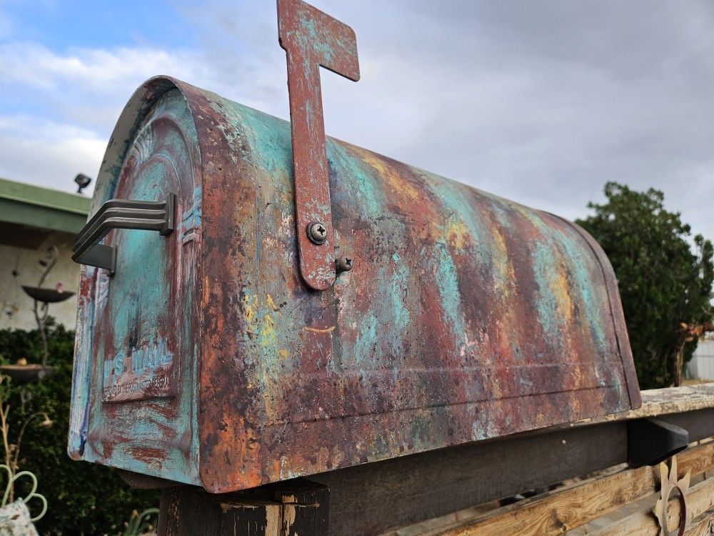 LARGE SIZE* Distressed metal/ hand painted Mailbox
$150