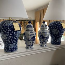 Pair Of Chinoiserie Lamps 30” 