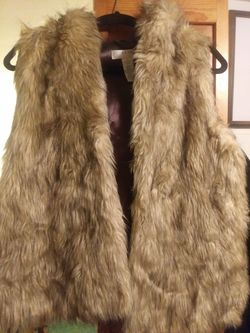 Fur vest with hood