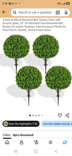 4 Pack Artificial Boxwood Ball Topiary Trees
