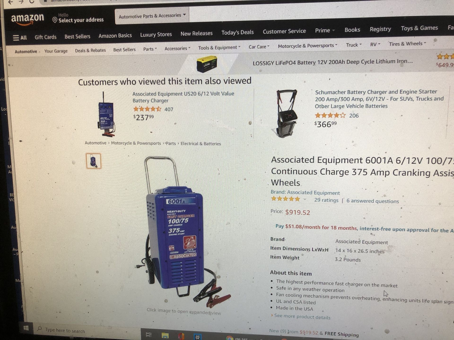 Brand New Heavy Duty Associated 375 Amp Fast Charge Engine Start