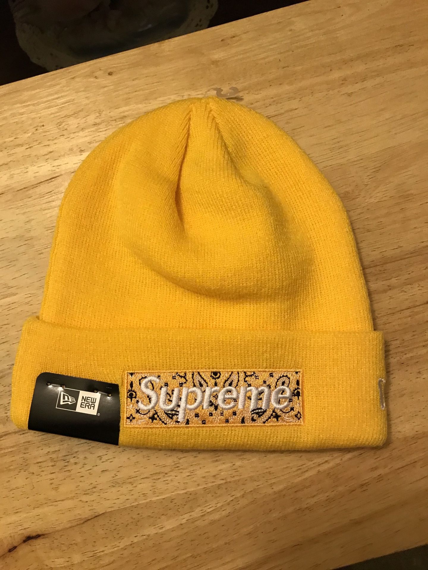 Supreme yellow bandana beanie