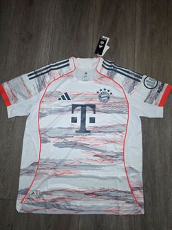 Sz XL - Adidas FC Bayern Munich 25/26 Authentic Away Soccer Jersey White NEW