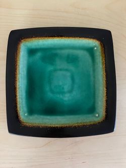 Modern Teal & Black Ceramic Square Serving Platter – 10.5” x 10.5”