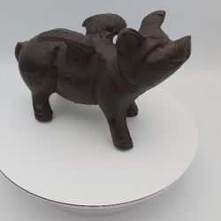 Vintage Cast Iron Flying Piggy (Heavy For It's Size)