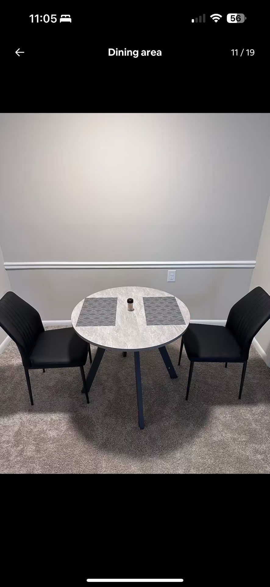 Modern 34” Round Dining Table Set w/ 2 Black Chairs – Like New