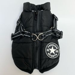 Small Dog Puffy Jacket With Built-in Harness